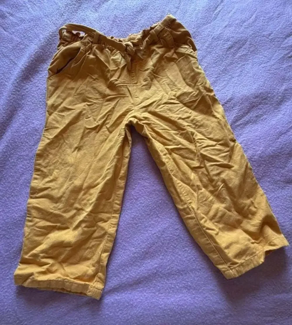 OshKosh B'gosh Girls Mustard Yellow Paperbag Waist Pants, Size 5T